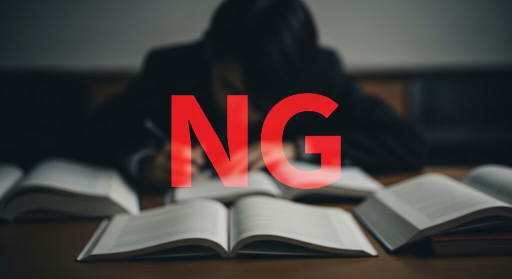 NGな勉強をしている人の画像。