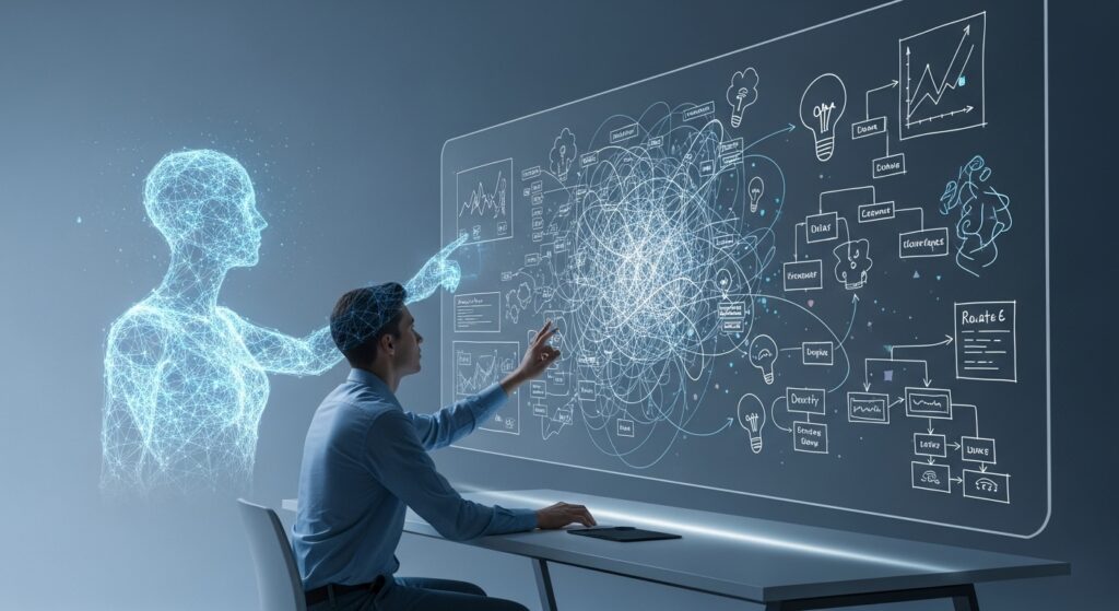 人とAIが共同で作業をしているイメージ画像