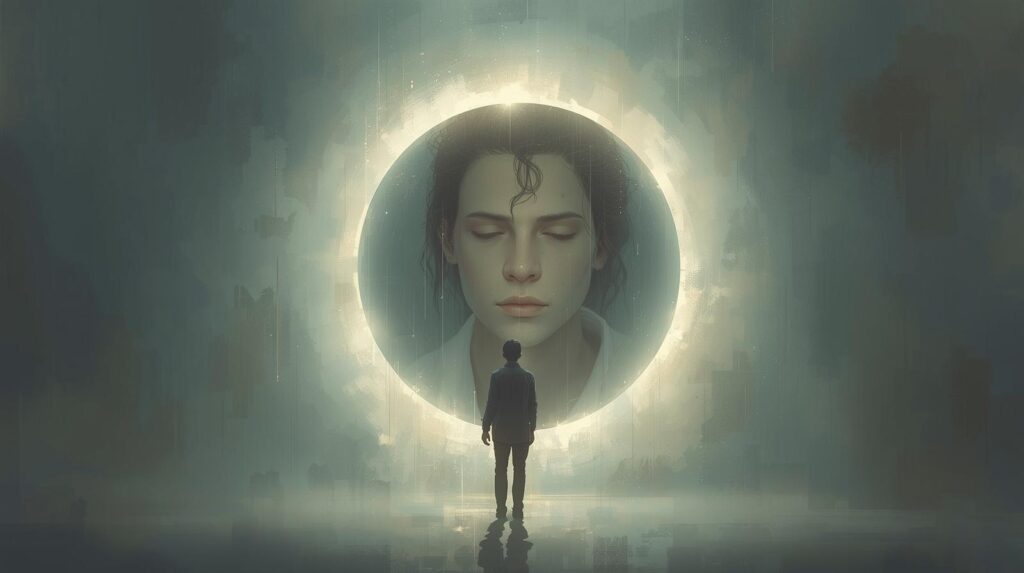 自分が鏡の中にいるもう一人の僕を見つめている。