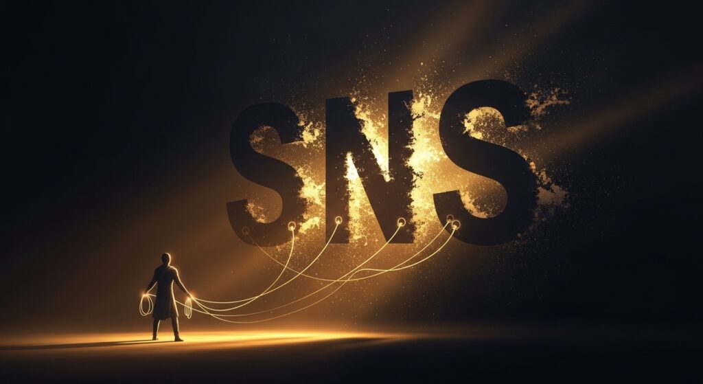 「SNS」という文字をコントロールしている一人の人