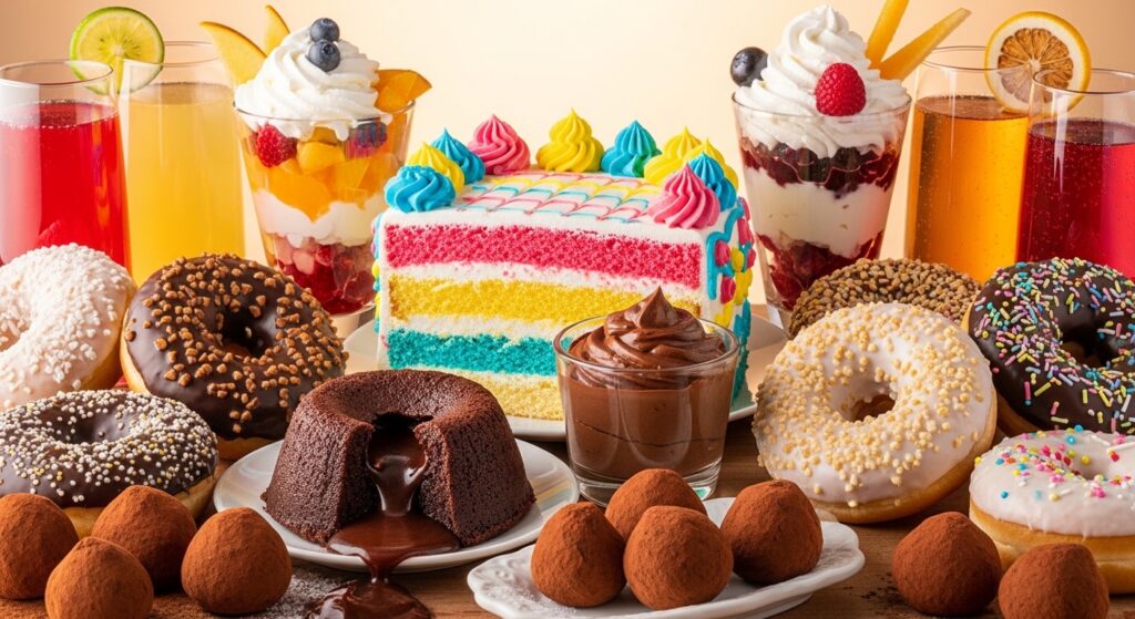 大量の甘いお菓子やジュース