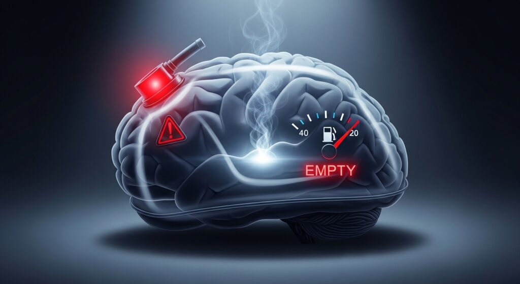 脳のエネルギー不足。ガス欠をひきおこしている