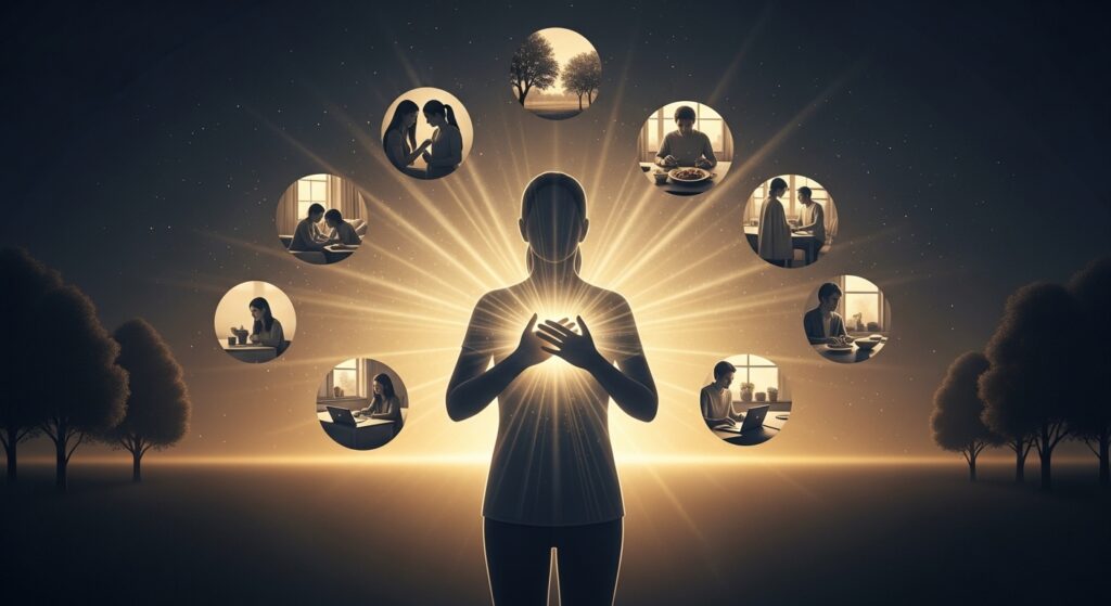 様々なことに感謝している人。慈愛の精神。