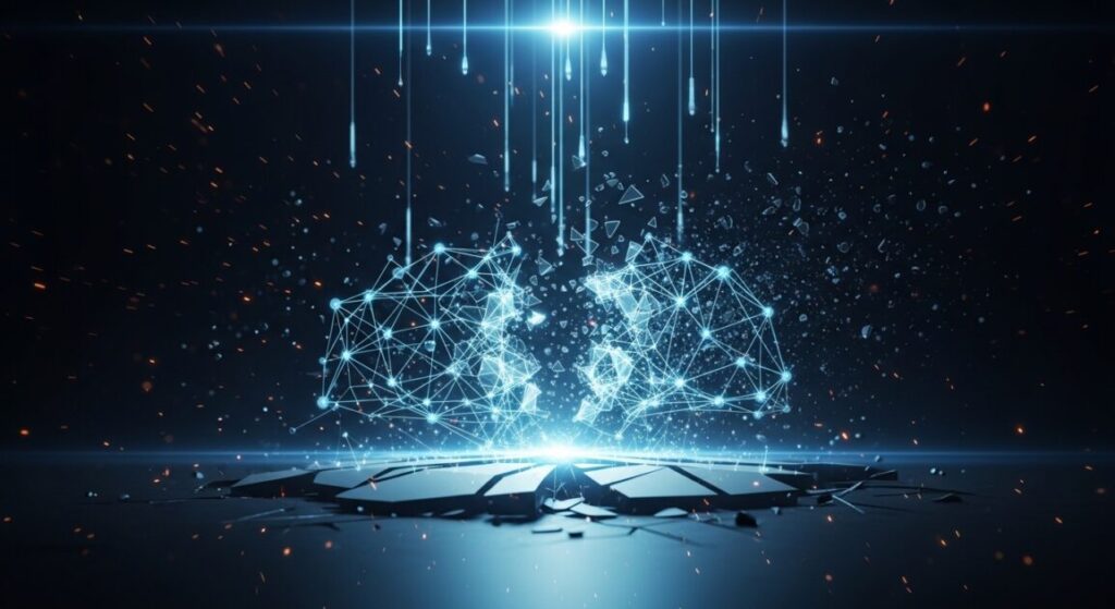 ネットワークが崩壊した様子のイメージ図