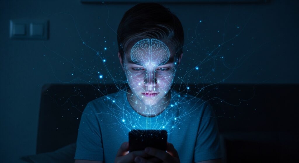 SNSを見ている男性。やめたくてもやめられない