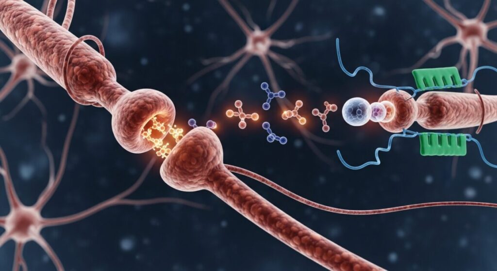 ニューロンでの神経物質の受け渡し
