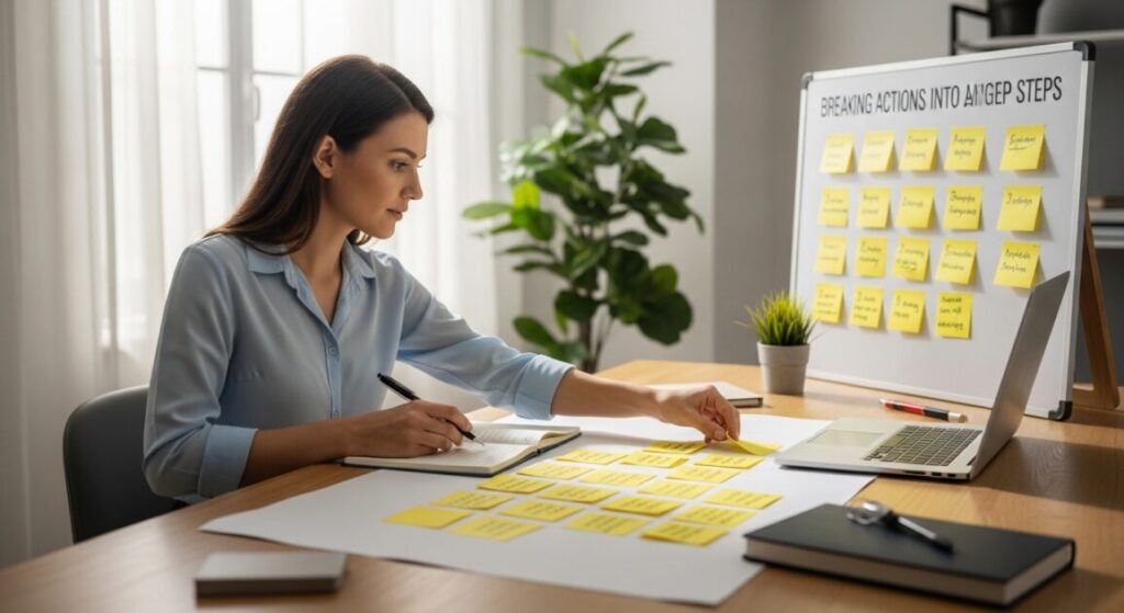 小さいタスクを順番に倒していっている女性