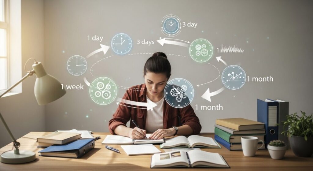 復習をしている女性