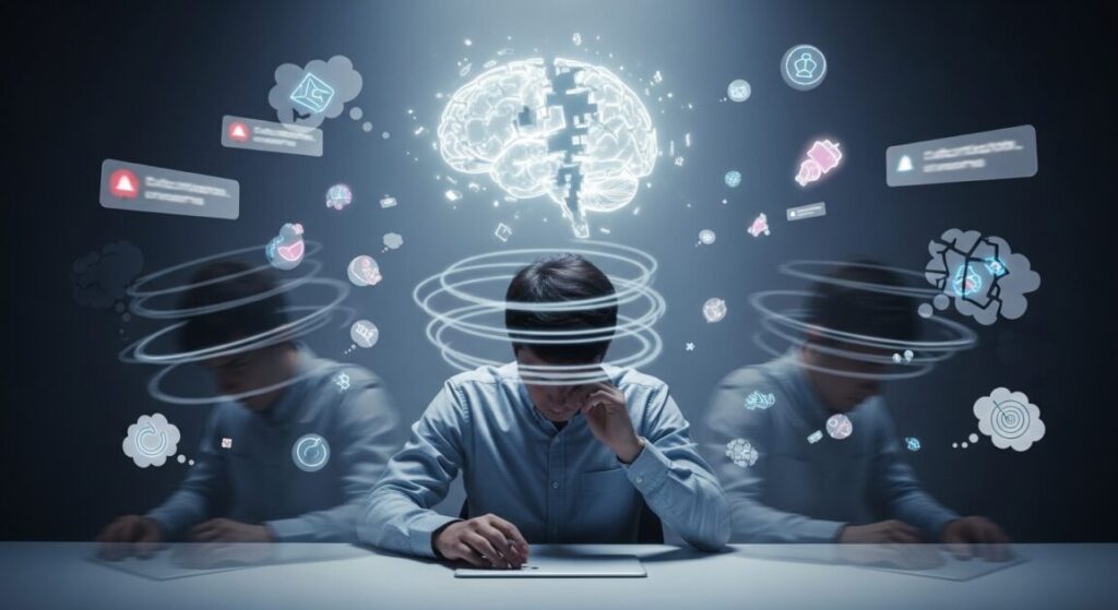 集中力が長続きしていない男性