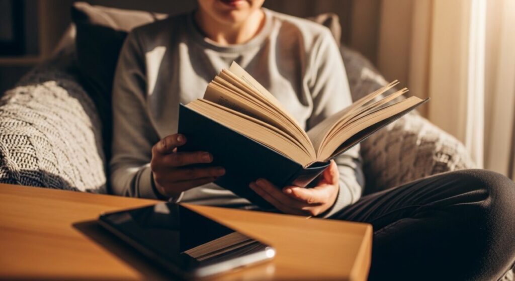 スマホの代わりに読書している人