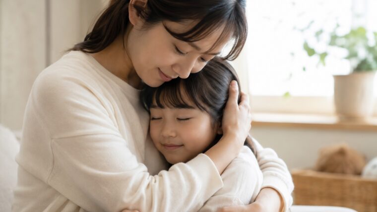 子を抱きしめる親